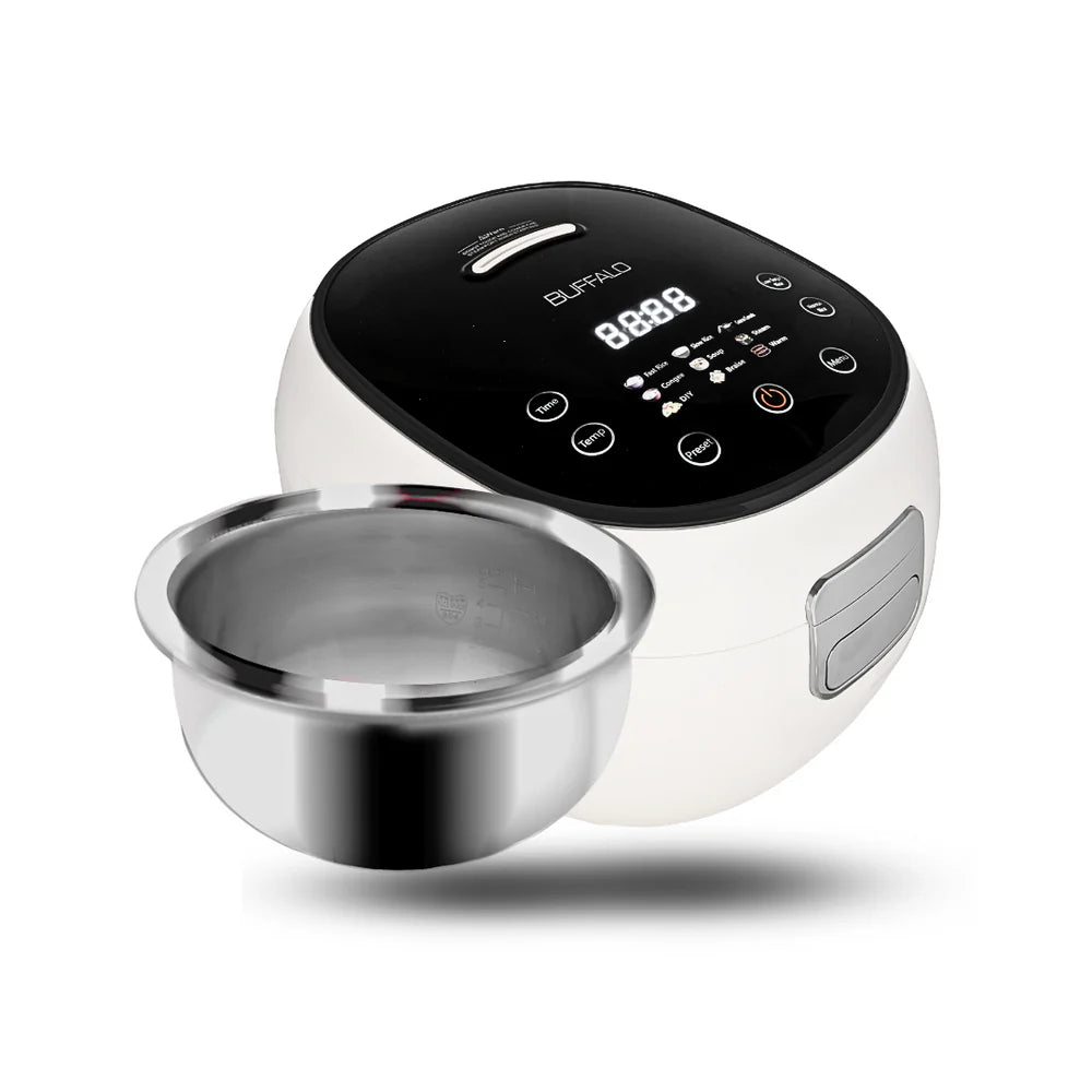 Buffalo BOILSTEAM Stainless Steel 3L Rice Cooker (5 cups)
