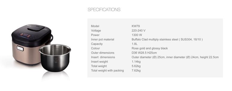 KW79 Buffalo Cookware IH Stainless Steel Smart Cooker (10 cups)