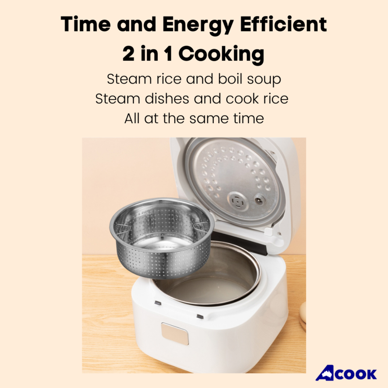 ACook BoilSteam 6 cups Stainless Steel Rice Cooker (6 cups)