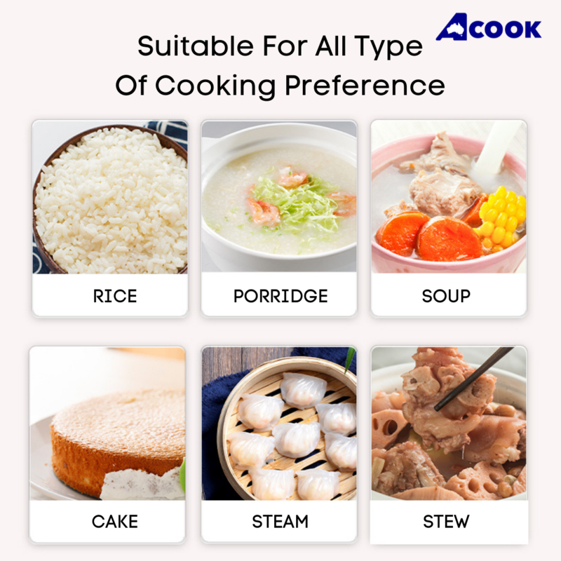 ACook BoilSteam 6 cups Stainless Steel Rice Cooker (6 cups)